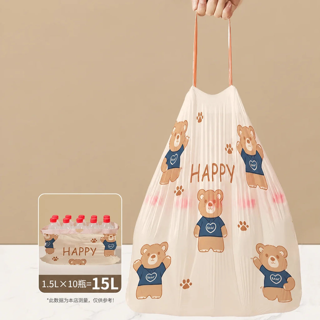 45x45cm 50Pcs Printed Tear-Free Drawstring Trash Bags Disposable Garbage Bags