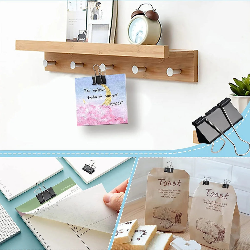 12Pcs/1BOX Binder Clip Clamps Long Tail Combination Folder Bookmark Paper Ticket Clips Effortless School Office Supplies