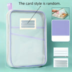 A4 Zipper File Bag Nylon Documents Storage Three Layers Thick Mesh Fabric Transparent Pouch for Books Office Students Supplies