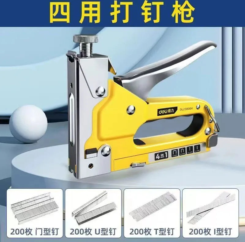 Staple Gun Heavy Duty,4-in-1 Stapler Gun with 800 Staples, Manual Brad Nailer Power Adjustment Stapler Gun