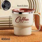 WORTHBUY Coffee Mug With Lid&Handle 304 Stainless Steel Tea Milk Coffee Cup Double Wall Insulated Anti Scalding Drinking Cup