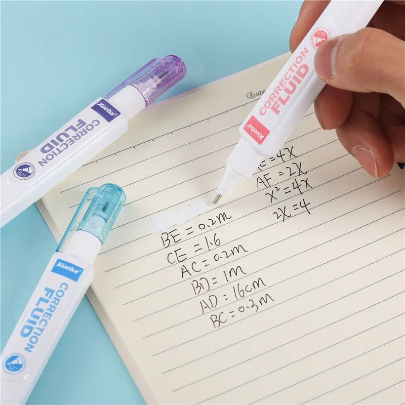1 Correction Tape + 1 Correction Liquid Kawaii White Out Combo Quick Dry & Clean Finish Student Mistake Cover Tools Stationery
