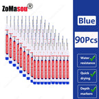 1-90Pcs Waterproof White Long Head Markers Pen 2cm Woodworking Deep Hole Marker Pens Metal Carpenter Black/Red/Blue/Green Ink