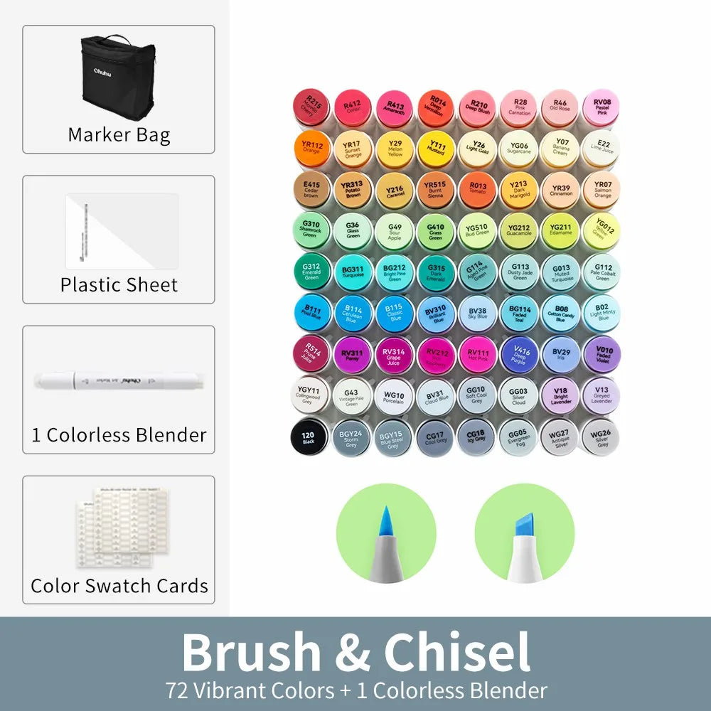 Ohuhu Honolulu Marker Pen Set Color Markers Alcohol Art Markers Refillable Dual Tips Sketching Drawing Manga School Art Supplies