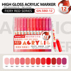 GuangNa 168/12 Colors High Gloss Acrylic Marker Pen Set,Hard Headed Drawing Pens,DIY Graffiti Paint Pen Stationery,GN.586