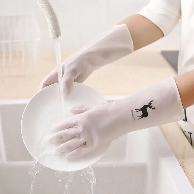 Durable Waterproof Housework Latex Cleaning Gloves for Kitchen Laundry Dishwashing, Wear Resistant Rubber