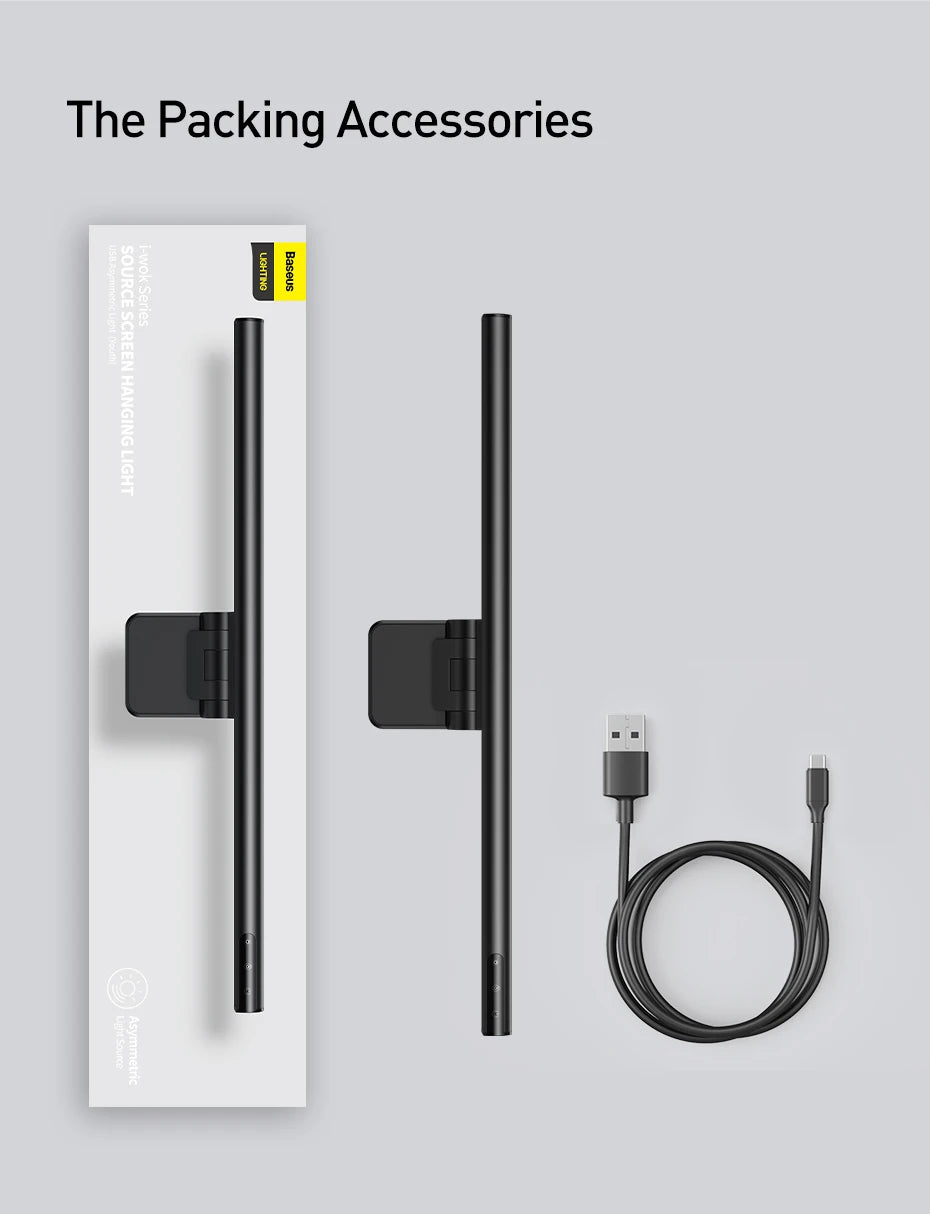 Baseus LED Desk Lamp Screen Light PC Computer Laptop Hanging LED Bar Light Table Lamp LCD Monitor Lamp Study Reading USB Light