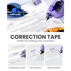 Silent Correction Tape, White Correction Tape Pack, 26.2ft, Ergonomic Easy-to-Use Applicator, Fast Clean Instant Corrections, S