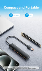Vention Usb Hub 4 Port ABS Hub USB 3.2 10Gbps for Laptop Multi Splitter Adapter For Xiaomi Macbook PC Computer Accessories