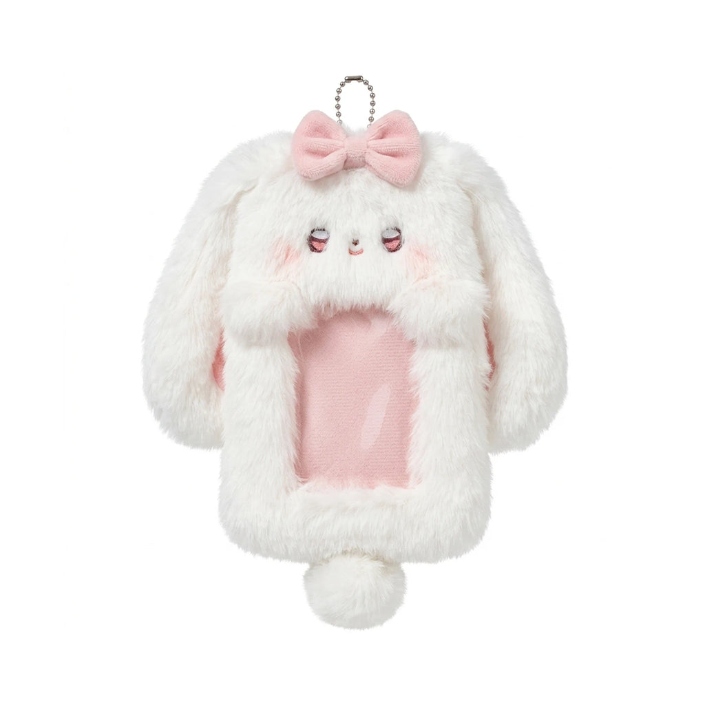 Cute Bunny Plush Photo Holder Student ID Card Holder Rabbit with Bowknot Design Photo Album Photo Protector Cover Gift for