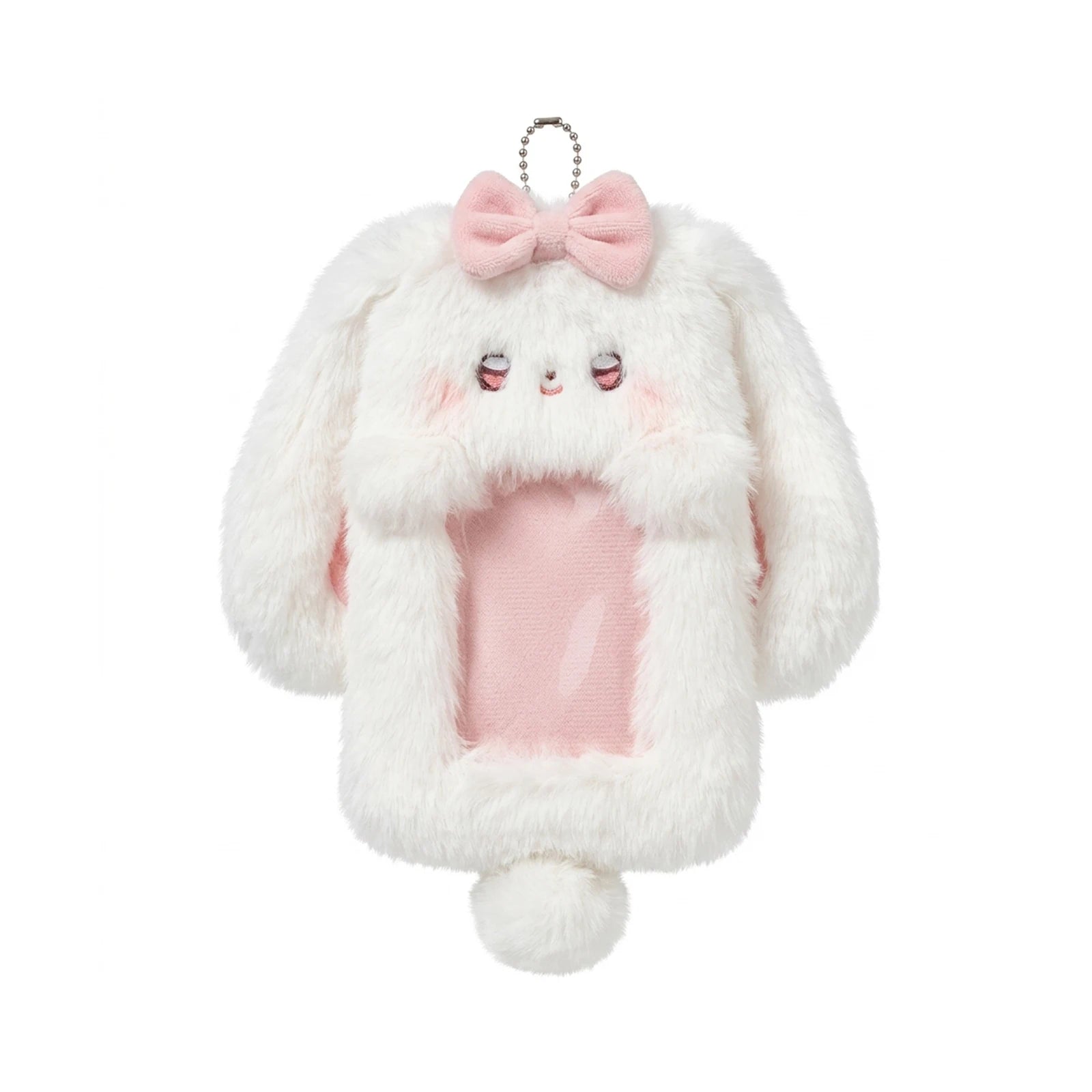 Cute Bunny Plush Photo Holder Student ID Card Holder Rabbit with Bowknot Design Photo Album Photo Protector Cover Gift for