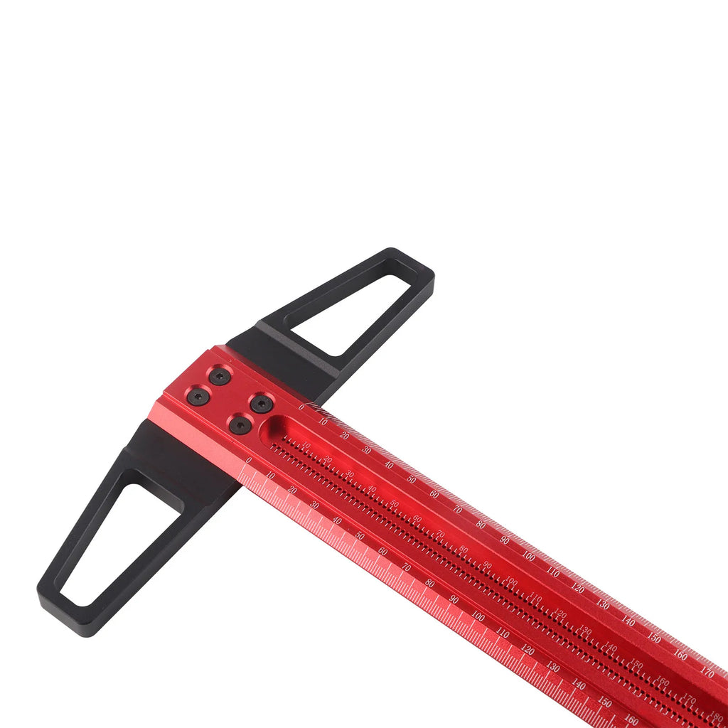 T Type Woodworking Ruler Hole Positioning Scribing Gauge Aluminum Alloy Measuring Tool for Carpenter