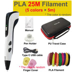 New 3D Pen 3D Printing Pen for Children 1.75mm PLA Filament DIY Drawing Birthday Christmas Gifts for Kids with Travel Case