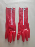 100% Latex Gummi Cosplay gloves Red Party White Zipper 0.4mm Suit
