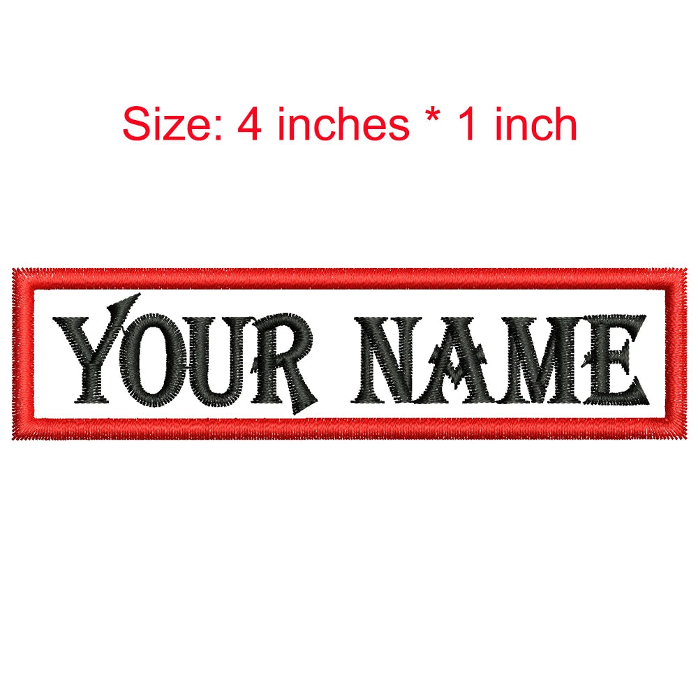 Custom Texts Name Tag 4 Inches Wide Iron On Embroidery Label/Personal/Brand On Left Chest Or Symbol