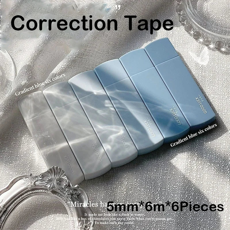 Journamm 6pcs/pack 5mm*6m Cute Correction Tape Student Error Eraser Tape Pen-type School Office Supplies Creative Stationery
