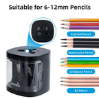 Tenwin Automatic Electric Pencil Sharpener  mini Usb Dual power Sharpener supply School Students Stationery for 6-12mm pencil