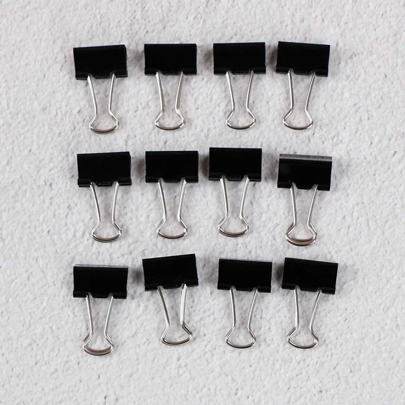 10-20pcs Paper Clip 19/25mm Foldback Metal Binder Clips Black Grip Clamps Office School Stationery Paper Document Clips