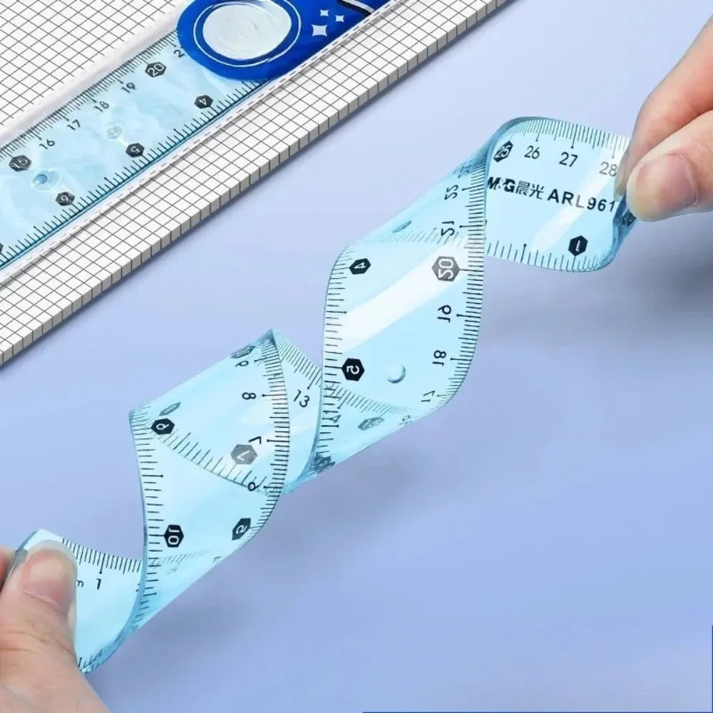 1/3pcs Transparent Soft Ruler, Flexible Shatterproof Straight Edge, Foldable Ruler for Office Drawing, Measuring Tool Stationery