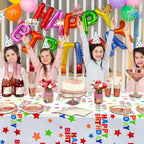 1pc / 6pcs Disposable Rectangle Birthday Tablecloth, 137x274cm Multicolor Happy Birthday Star Plastic Thickened Table Covers