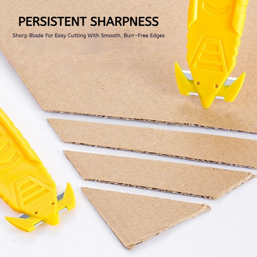 Yellow Safe Portable Box Opener Utility Knife with Plastic Handle And Sharp Blades Office Supply Tool
