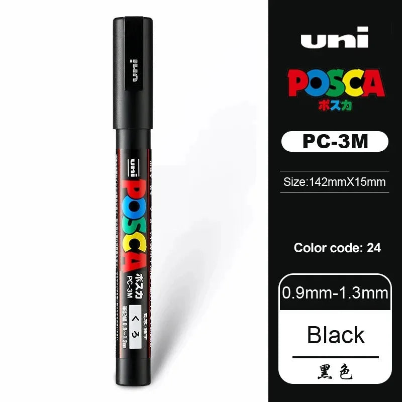 1pcs Japan UNI POSCA Markers PC-1M/3M/5M Acrylic Graffiti Pen Waterproof DIY Stackable Color Art Painting School Supplies