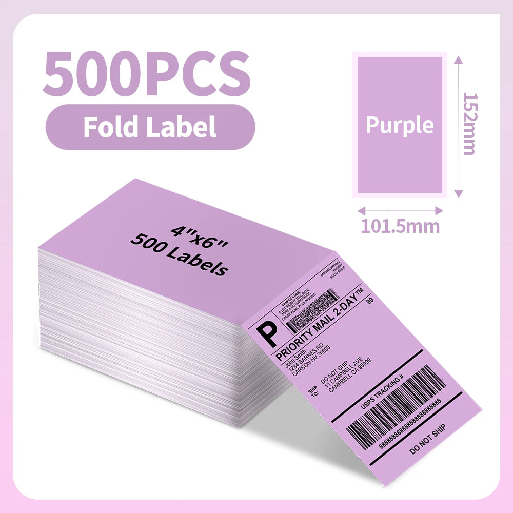 Phomemo 241BT 246S Thermal Label Printer Paper 100x150mm Fan-Fold Labels Shipping Supplies for Package Adress Business
