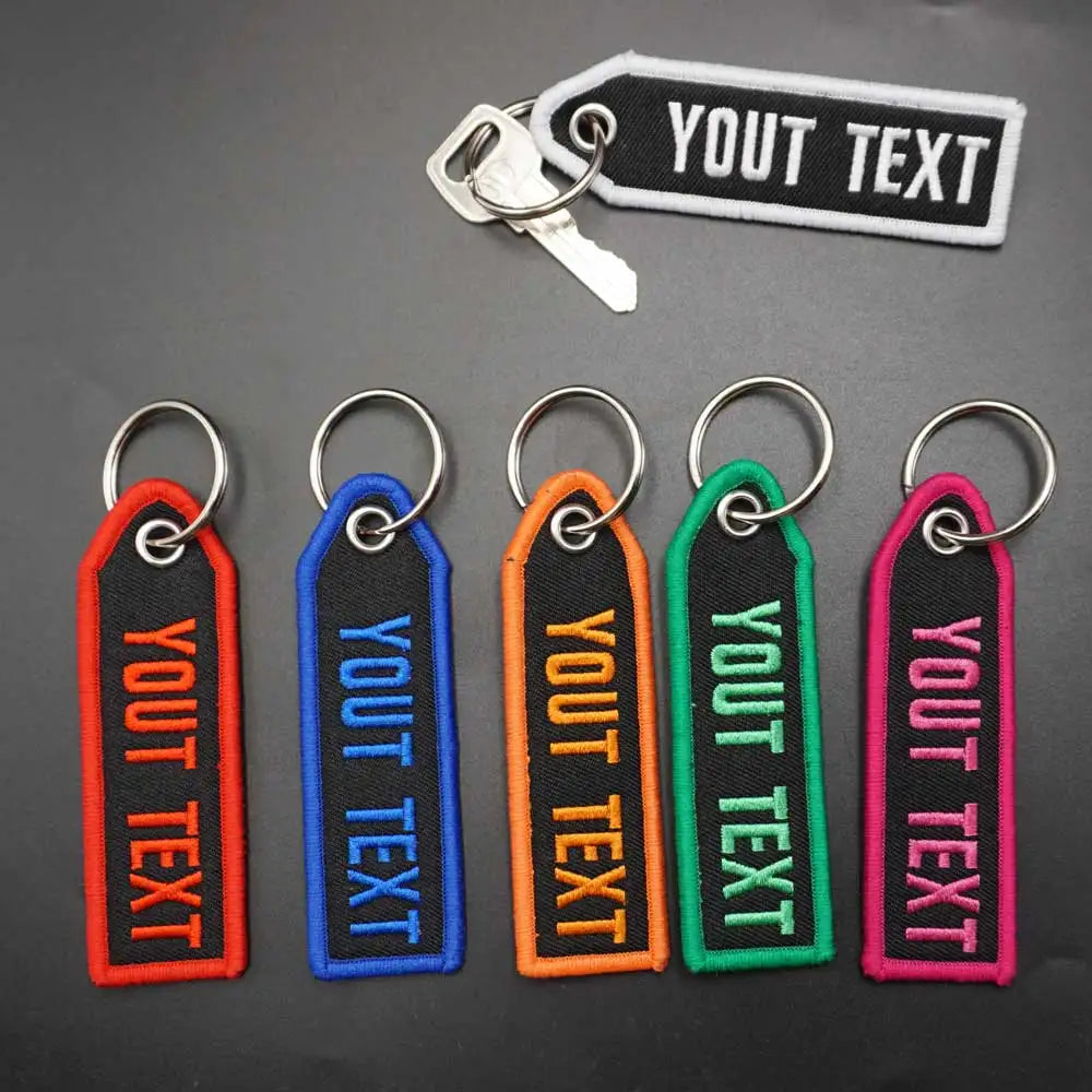 Personalized Color font  Keychain  Customize Text Tag Double Sided Embroidery for Motorcycles Cars ATV Scooters