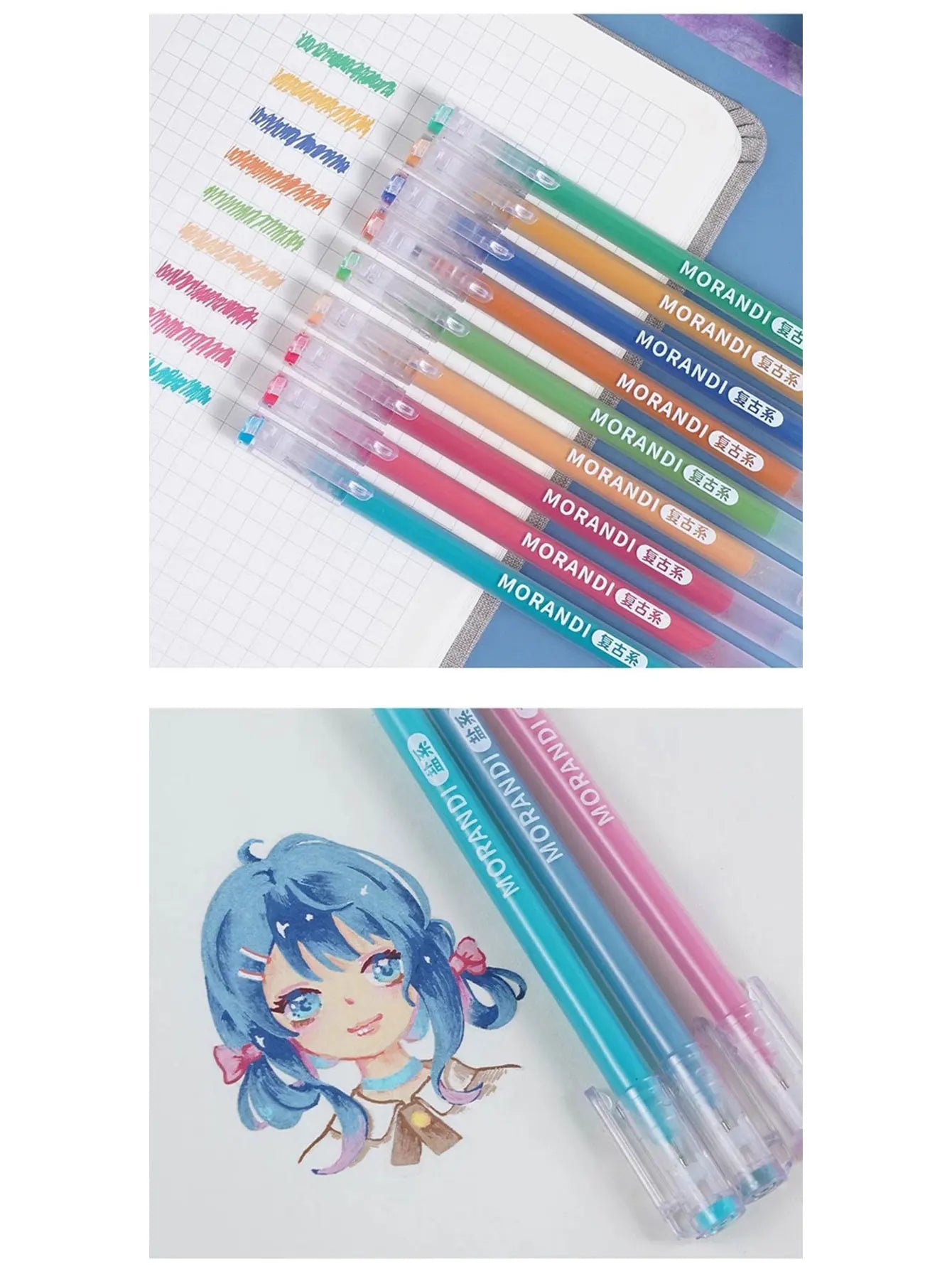 Languo 207/180/27/9 colors Multi-Color Handbook Pen 0.5mm Morandi Color Gel Pen Student Writing Painting Drawing Marker Pens Set