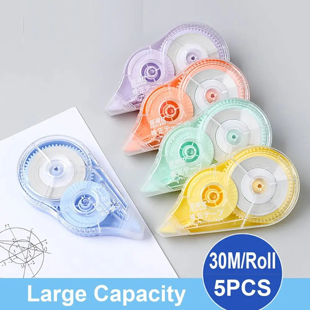 5Pcs 150M Correction Tape Roller 30mx5mm White Sticker Tape Student Simple Error Eraser Tape School Office Supplies Stationery