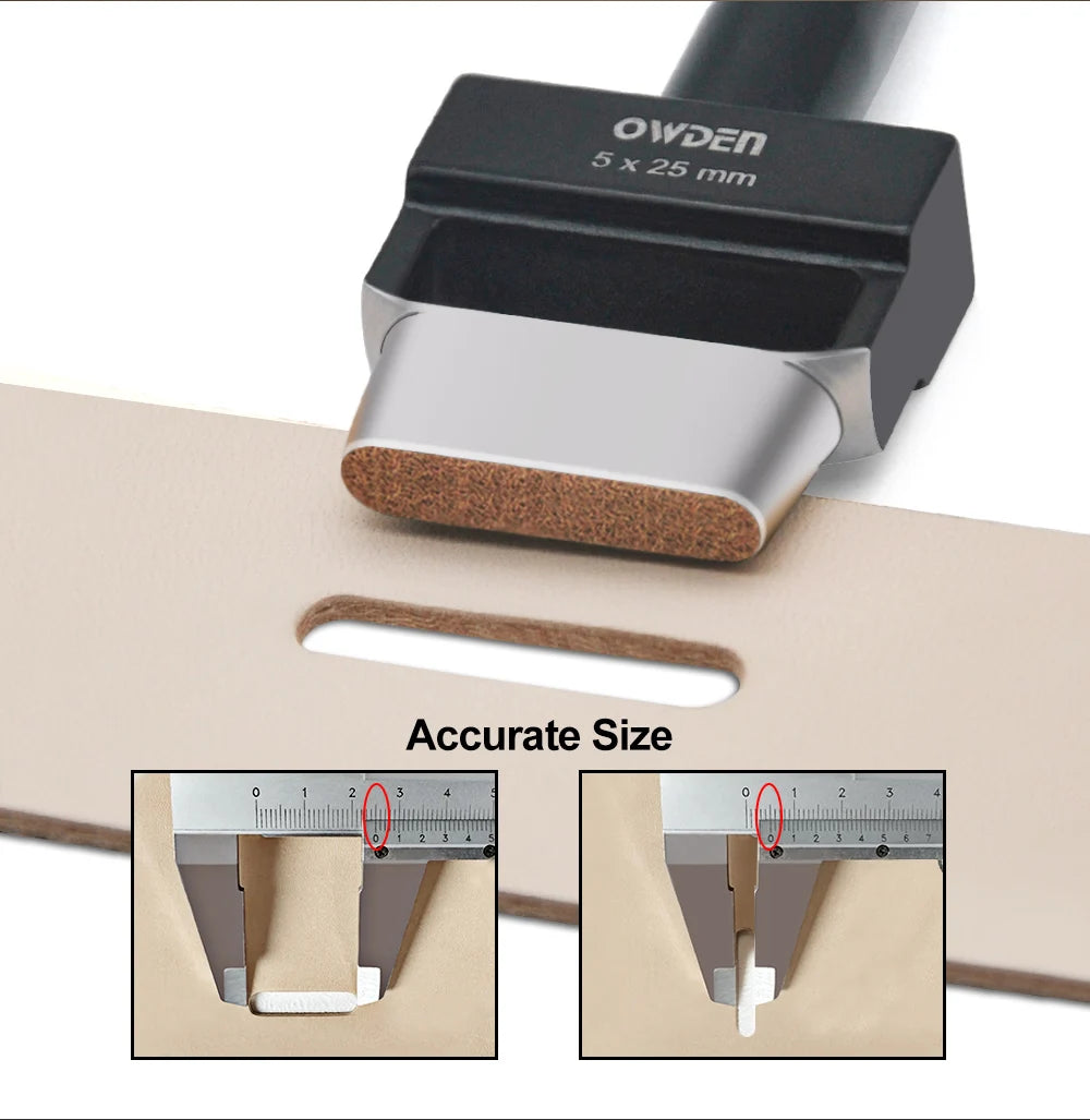 OWDEN Oblong Leather Punch Set for Belt Hole Puncher Oval Hole Strap Watch Band Flat Heavy Duty Leather Craft Hollow Punch