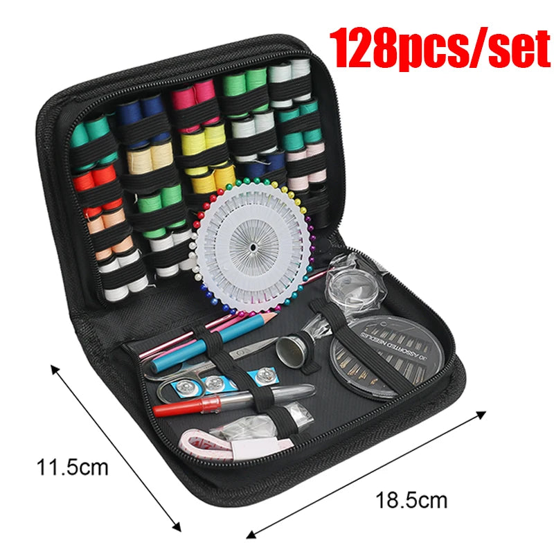 172/128/67/27pcs/set Sewing Kit with Threads Needles Scissors Tape Measure Buttons Storage Bag Portable Travel Sewing Box Tools