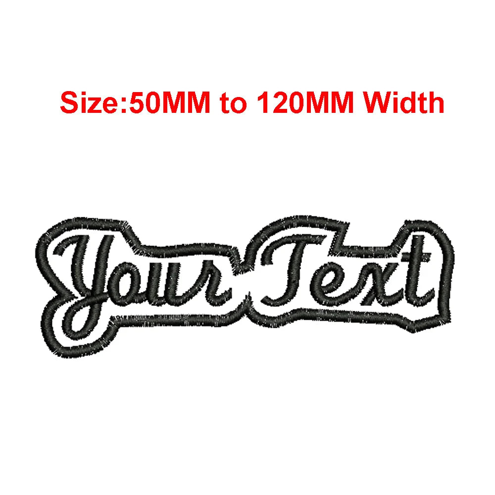 1pc Custom Own Personal Text Tag 50MM To 120MM Wide Iron On Embroidery Label/Brand On Left Chest Symbol/Tell Us Your Text Need