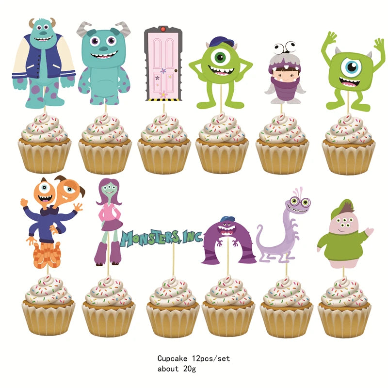 Monsters In Party Supplies Disposable Party Cutlery Plates Napkins Cup Birthday Party Decorations for Boys and Girls