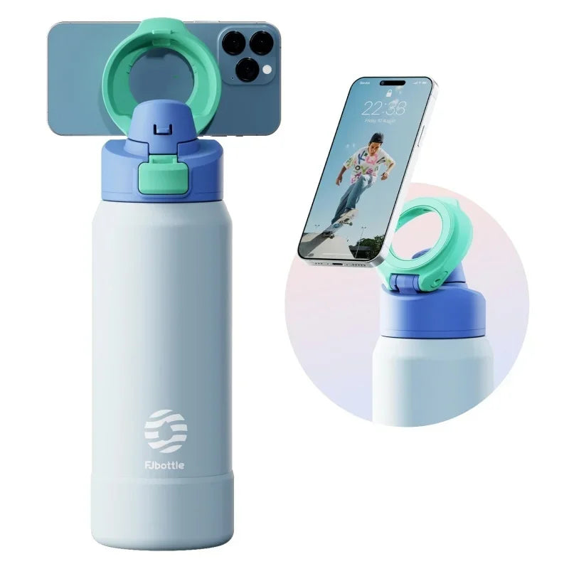 FEIJIAN 710/950ML Stainless Steel Sports Water Bottle with Magnetic Phone Holder Bouncing cover Insulation Cup Magnetic Thermos