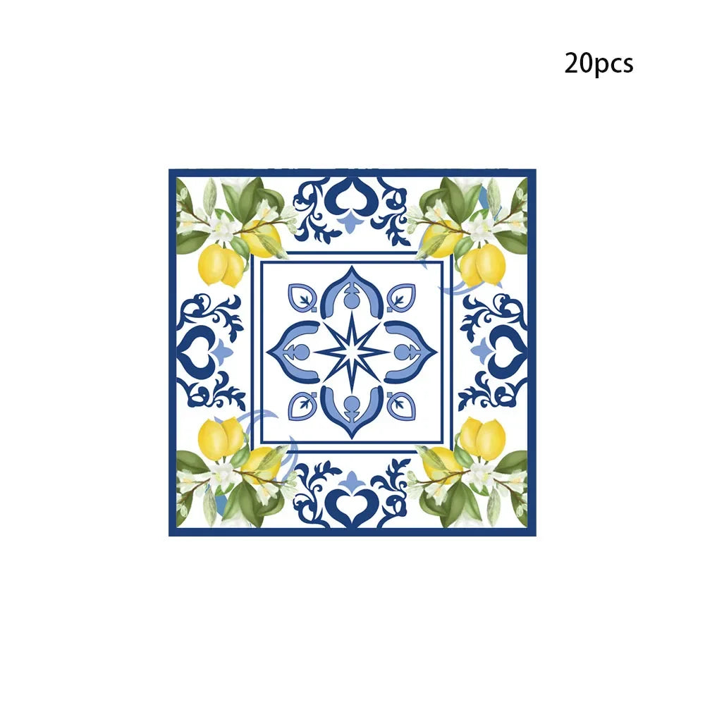 Lemon Birthday Decoration Sicilian Lemon Paper Plates Cups Napkins Tablecloth Banners Spiral Baptism Dolce Vita Party Supplies