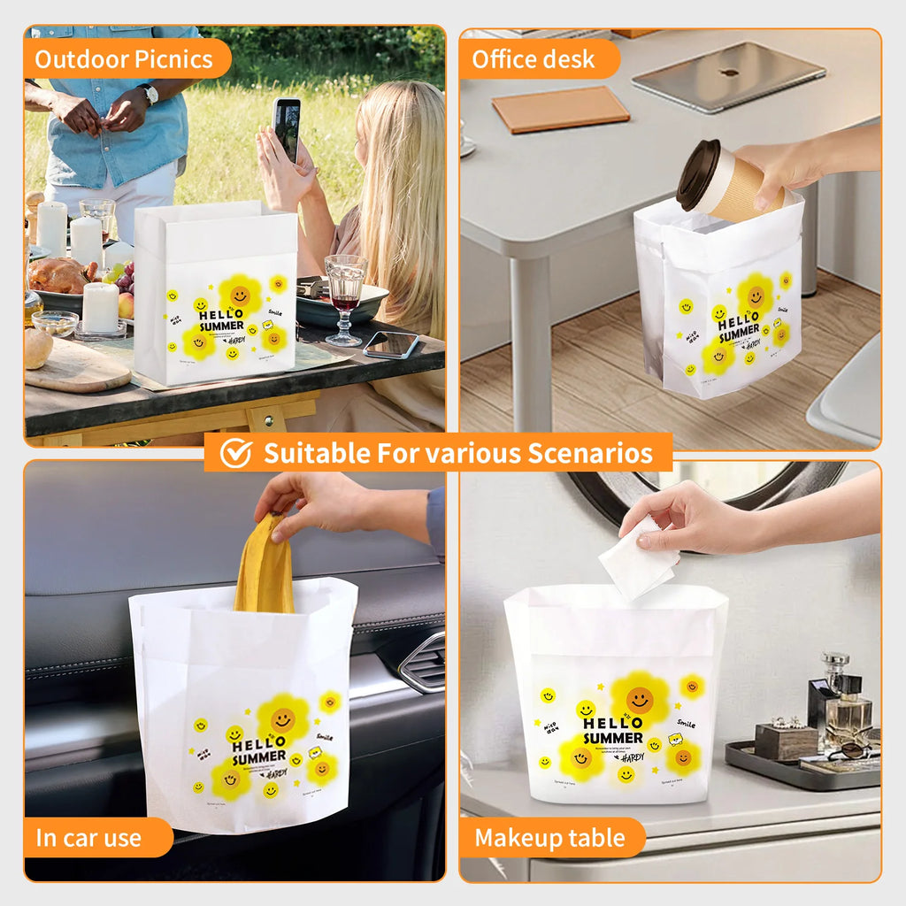 20 PCS Car Trash Bag Disposable Self-Adhesive Garbage Can for Auto Seat Back Hanging Trash Bag Office Kitchen Garbage Storage