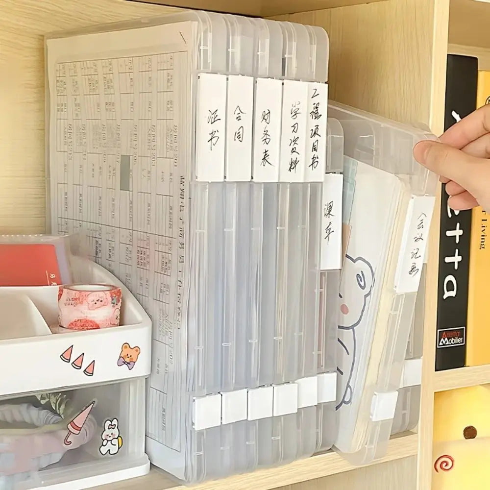 Plastic A4 Transparent Storage Box Portable Visible File Storage Cases Clear Anti-skid Buckle Puzzle Storage Holder Office