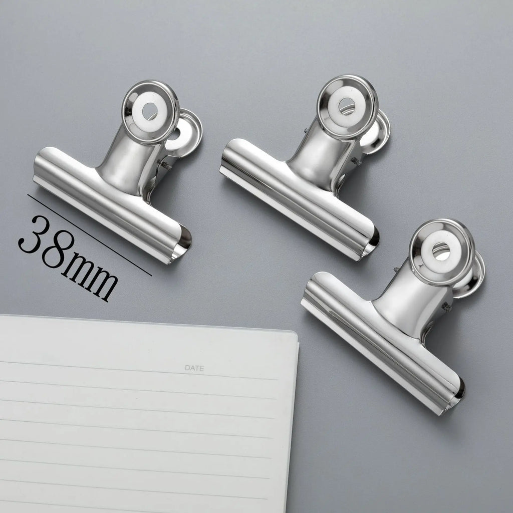 6Pcs Stainless Steel Round Clamps Strong Multi-specification Mountain-shaped Clamps Dovetail Clamps Bill and Document Clamps