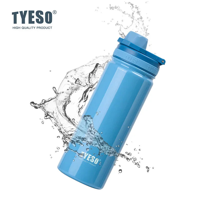 TYESO Stainless Steel Thermal Water Bottle Portable Tumbler Sport Vacuum Flask Keeps Cold and Heat Thermal Mug Car Insulated Cup