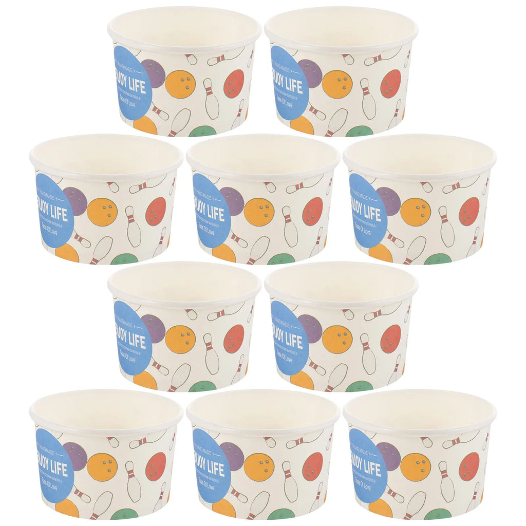 50Pcs Ice Cream Paper Cups Disposable Party Dessert Containers Sturdy Reinforced Rim for Outdoor Camping Snacks