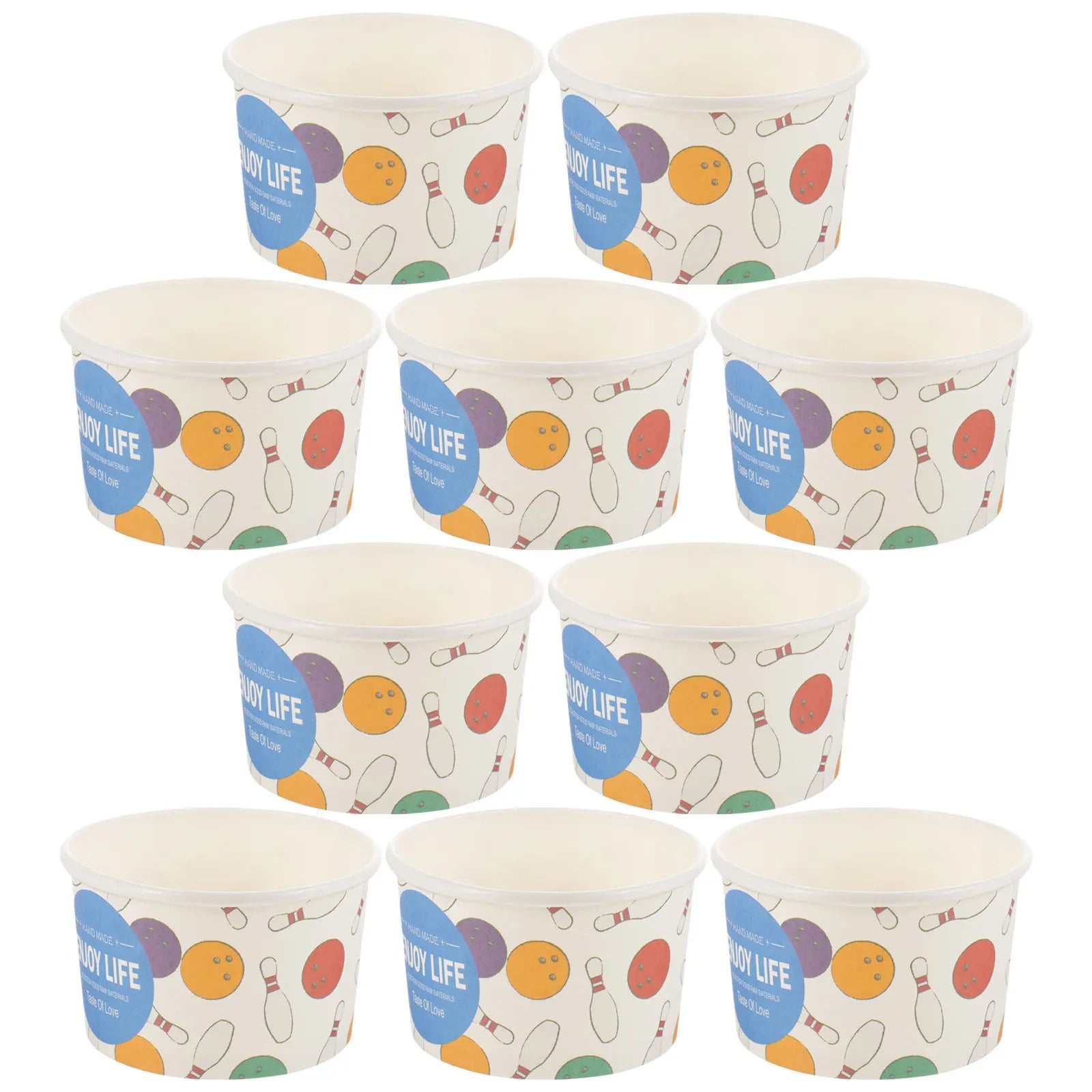 50Pcs Ice Cream Paper Cups Disposable Party Dessert Containers Sturdy Reinforced Rim for Outdoor Camping Snacks