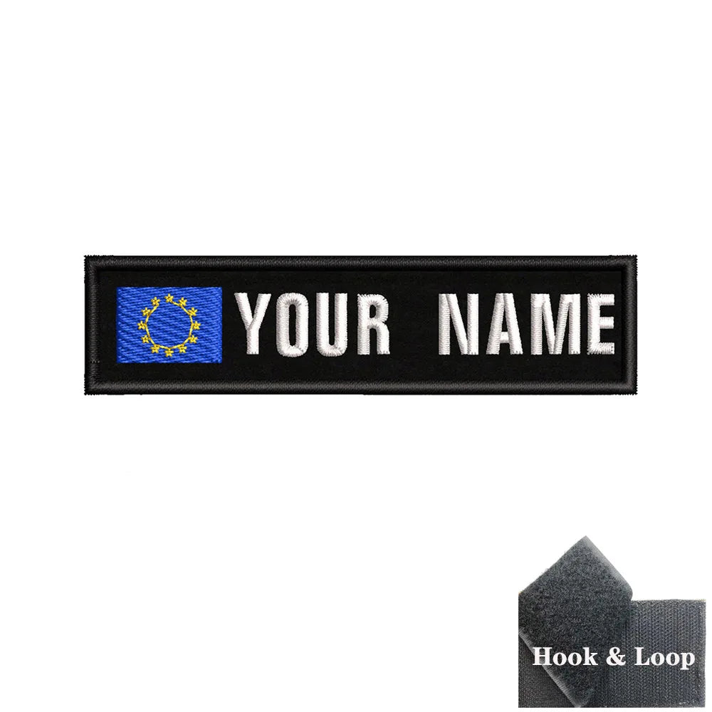 1PC 10cmX2.5cm Custom Name Flag Patch Stripes Badge Iron On Or Hook Loop Estonia Austria Bulgaria Hungary Romanian Ireland