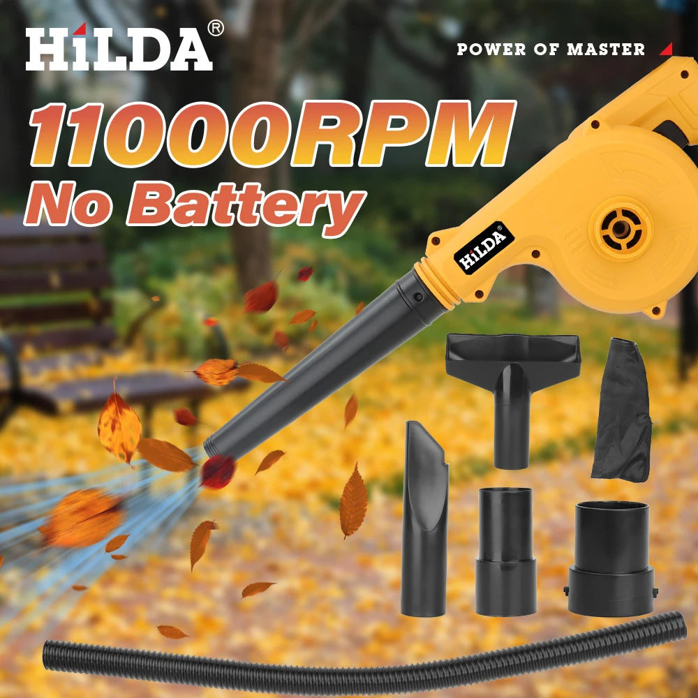 HILDA 18V Electric Air Blower 2IN 1Vacuum Cleaner Dust Computer Collector Cordless Handheld Power Tools For Makita No Battery