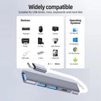 4 Ports USB C Docking Station Type C HUB USB 3.0 HUB 5Gbps High Speed Transmission USB Splitter Adapter OTG  for Laptop Macbook