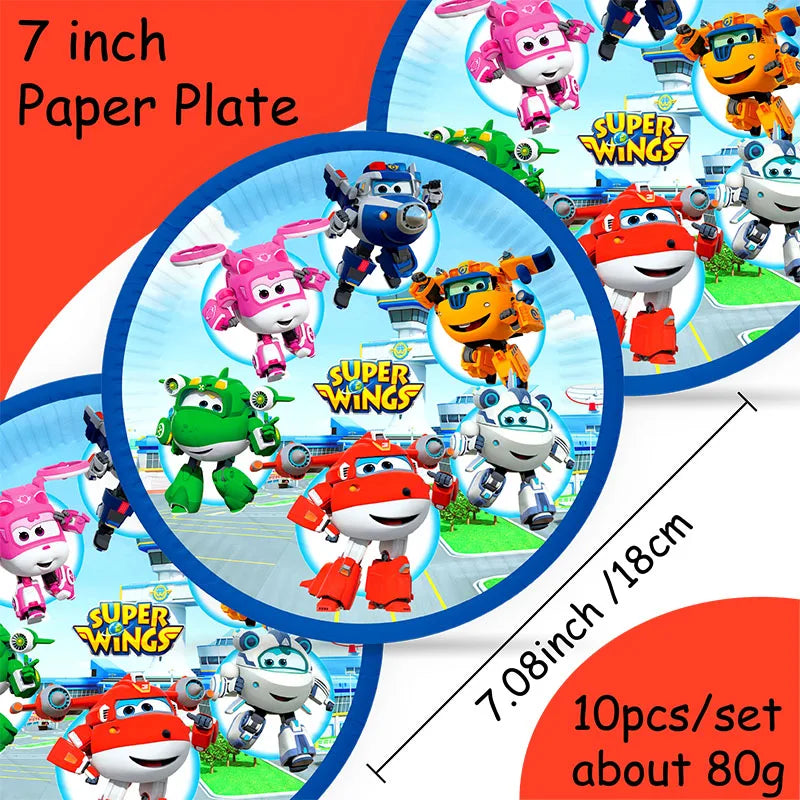 Super Wings Party Supplies Balloons Cup Plates Napkins Tableware For Kids Baby Shower Birthday Party Decoration