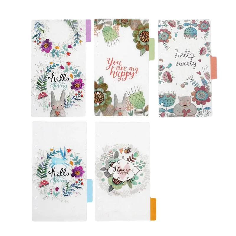 Journal GO 5pcs  PVC Index Divider Only for Loose Leaf A5 A6 Spiral Binder Diary Notebook Index Loose Leaf Notepads