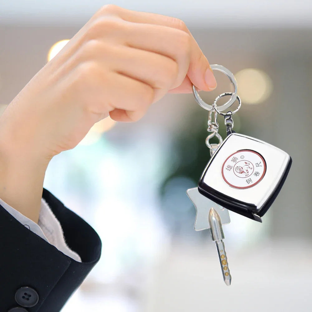 Key Ring Tape Measure Keychain Gauging Tools Retractable Ruler Pull Ruler Measuring Tools Stainless Steel Portable