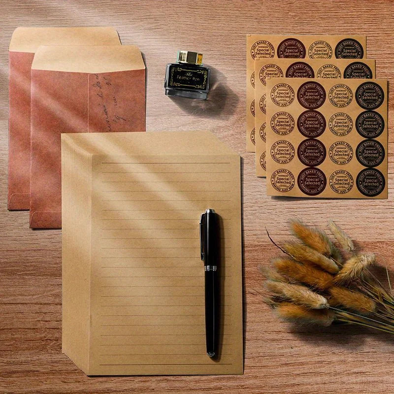 10Pcs Vintage Kraft Envelopes Self-Adhesive Blank Invitation Envelopes for Wedding Party DIY Crafts
