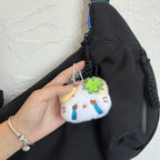 1/2/4pcs Green Clover Cat Plush Small Cat Keyring Cute Charm Keychain for Girls Women Kawaii Bag Pendant Key Chains Couple Gift